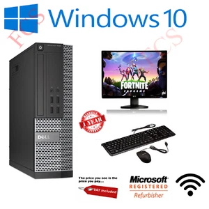 Fast Gaming PC Computer SET Monitor Quad Core i5 16GB 1TB Win 10 2GB GT710 DELL - Picture 1 of 6