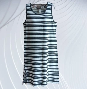 MATTY M Women's Stripe Charcoal Sleeveless Tank Dress Size M - Picture 1 of 18