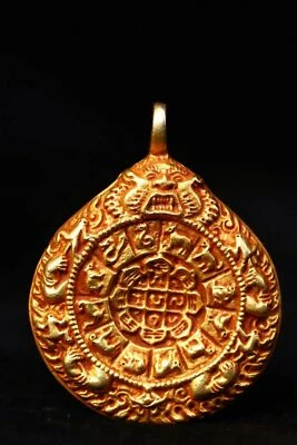 Collar amuleto colgante de latón budismo tibetano de 6 cm zodiaco chino Foto 1 de 4