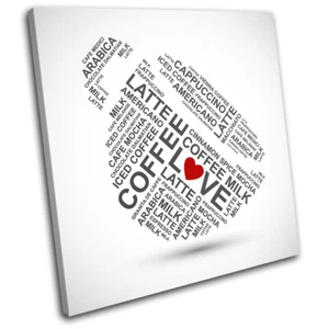shop Coffee Typography SINGLE CANVAS WALL ART Picture Print VA - Picture 1 of 1
