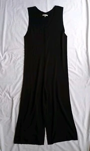 Oak & Fort Jumpsuit Women's Sz M Knit Black Sleeveless Wide Leg Crop Lounge - Picture 1 of 5