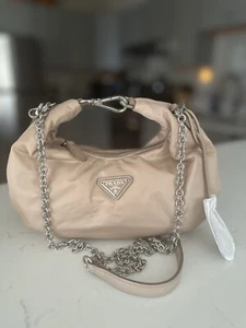 PRADA ChainShoulder Bag Nylon/saffiano Cammeo(Beige) 1BH172 - Picture 1 of 10