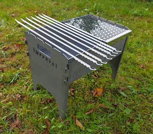 Grill Mangal 32x45cm Stahl 3mm Stecksystem Camping Grill inkl 7 Spieße ,Gitter - Bild 1 von 7