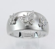14K White Gold Plated Real Moissanite Butterfly Ring Anniversary Band Statement
