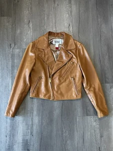 VINTAGE EAST WEST SAN FRANCISCO BROWN LEATHER JACKET SIZE S/M - Picture 1 of 21