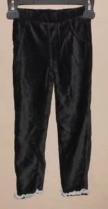 Girl's Size 4 - Black Velvet-like Stretch Pants Bottoms w/ Lace Ruffles - Picture 1 of 4