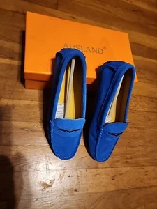 Ausland Women Suede Leather Moccasin Loafer Slip On Shoes Size 8.5 Blue - Picture 1 of 6