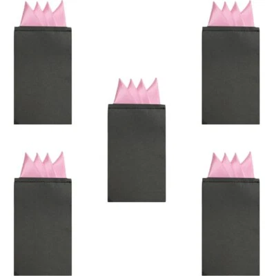 5 PCS Men Solid 4 Folds Handkerchief Wedding Party Pre-folded Pocket Square - Image 1 of 4