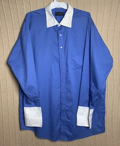 Donald J Trump Shirt Mens Cobalt Blue Contrast Collar French Cuffs Wealth Banker - Picture 1 of 16