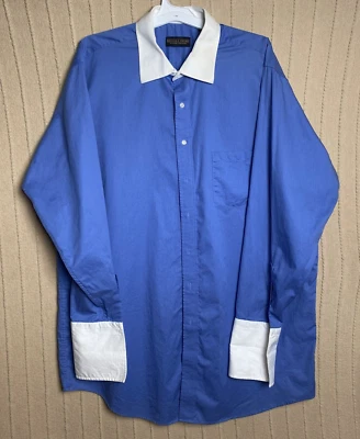 Donald J Trump Shirt Mens Cobalt Blue Contrast Collar French Cuffs Wealth Banker - Image 1 of 4