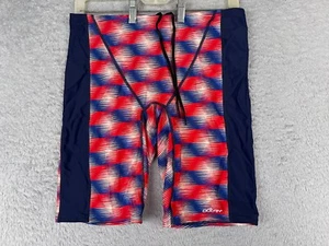 Dolfin Shorts Adult 38 Blue Red Jammer Nylon Blend Swimsuit Made USA - Picture 1 of 14