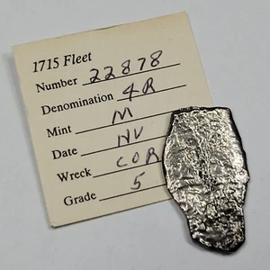 1715 FLEET Cob 4 Reales with Cobb Coin co Tag Corrigans Wreck Scarce *J150 - Picture 1 of 7