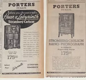 Two 1938 newspaper ads for Stromberg Carlson Radios - 1939 Hepplewhite, 350M - Picture 1 of 1