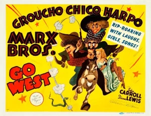 THE MARX BROTHERS GROUCHO HARPO CHICO In GO WEST 11x14 TC Stampa 1940 - Foto 1 di 1
