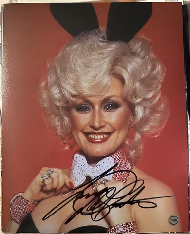 Dolly Parton Playboy bunny Autographed 8x10 Photo W/ COA Hologram Cover