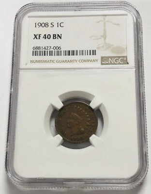 1908-S Indian Head Cent NGC XF-40 BN #6761 - Image 1 of 4