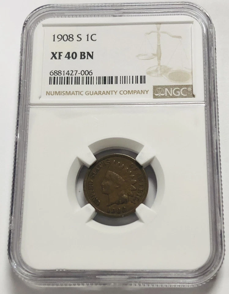 1908-S Indian Head Cent NGC XF-40 BN #6761 - Image 1 of 4