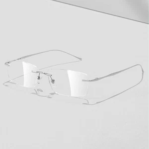 Ultralight Rimless Square Eyeglass Frames Luxury Pure Titanium Glasses 11g - Picture 1 of 13
