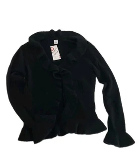 Target NWT Beautiful Soft Wool Angora Blend Ruffled Black Jumper Sweater Sz 10 - Bild 1 von 6