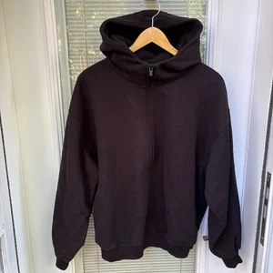 Aritzia Black M Sweatfleece Cozy Fleece Mega Fit Half Zip Hoodie Drop Shoulder - Bild 1 von 9