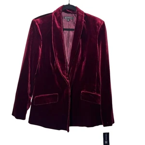 INC International Concepts Samt Blazer Portweinrot Karriere Jacke Medium Neu mit Etikett - Bild 1 von 7