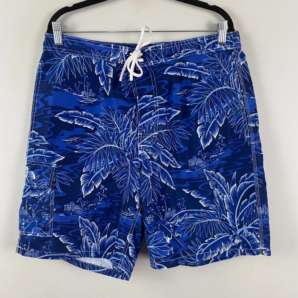 Bañador Polo Ralph Lauren Para Hombre XL Azul Estampado Tropical 8" Entrepierna Foto 1 de 4