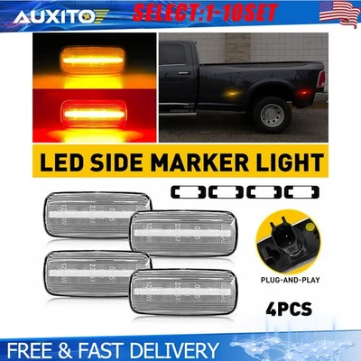 Clear Lens Amber Red LED Side Marker Lights Fit 10-18 Dodge Ram 2500 3500 4-20X - Image 1 of 4