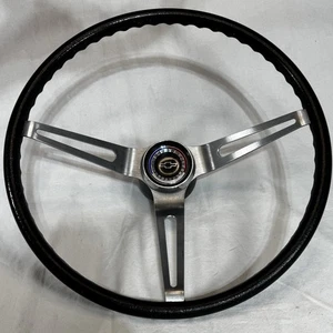 VTG Original 1963 Corvette Split Window Steering Wheel Black & Silver w/ Logo - Foto 1 di 14