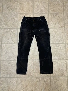 Vintage Carhartt B01 BLK Mens Distressed Double Knee Canvas Workwear Pants 32x30 - Picture 1 of 9
