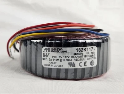 Transformador de potencia toroidal Hammond Manufacturing serie 182 182K117 Foto 1 de 4