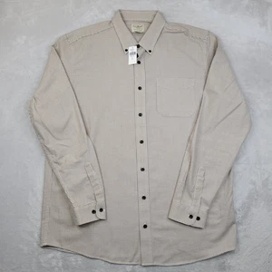 LL Bean Shirt Mens XL Tall Beige Houndstooth Button Down Slightly Fitted XLT - Picture 1 of 8