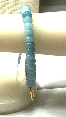 Fashion Bracelet Blue Aventurine Stone Saucer Beaded Stretch Lot 64F - Image 1 of 3