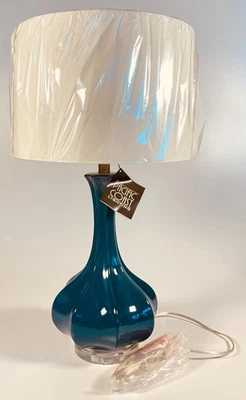 Vintage Modern Teal Ceramic Scalloped Glass base Table Lamp, Pacific Coast,  NWT - Image 1 of 4