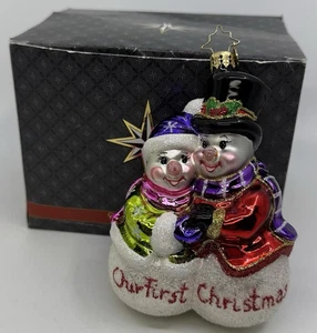 Christopher Radko 1016178 Sharing The Warmth Our First Christmas Snowman Couple - Picture 1 of 12