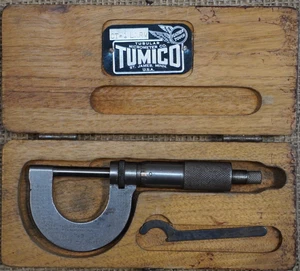 Scherr-Tumico 0-1” Micrometer In Wood Case W/ Wrench - Made In USA - Picture 1 of 7