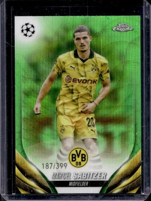 2023 Topps Chrome UEFA Marcel Sabitzer Neon Green Wave Refractor #187/399 - Image 1 of 2