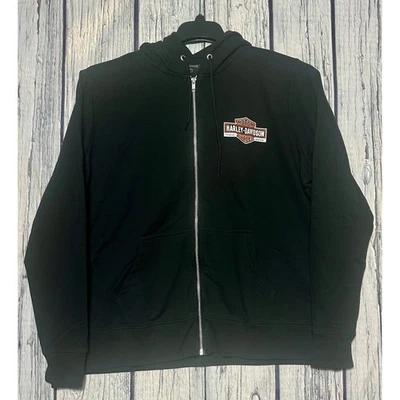 Harley-Davidson Womens Size 1W Full Zip Hoodie Black Bar Shield Logo Fleece NEW - Image 1 of 4
