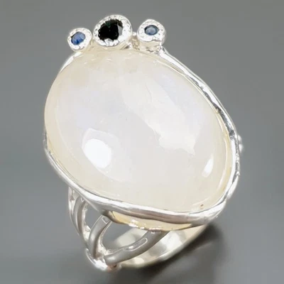 Кольцо ручной работы 23 карата натуральный лунный камень кольцо 925 пробы размер 7/R447679 - Изображение 1 из 4