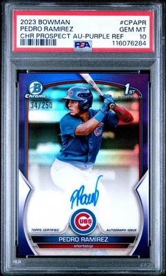 2023 Bowman Chrome Prospect Pedro Ramirez Purple Auto Refractor /250 PSA 10 - Image 1 of 2