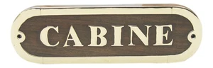 Türschild CABINE Türbeschlag aus Holz/Messing 16,5 x 5 cm Sea-Club - Bild 1 von 1