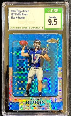 CSG 9.5 GEM MINT 2006 TOPPS FINEST PHILIP RIVERS BLUE XFRACTOR SP /150 #96 G2835 - Image 1 of 3