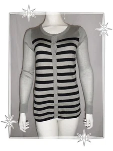 A - Gilet Cardigan Rayé Gris Noir Maille Tricotée Best Mountain T 1 - 36 / 38 - Imagen 1 de 4