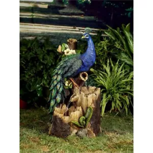 Peacock Forest Cascade Water Fountain Feature Solar pump Battery Timer LED light - Picture 1 of 8