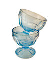 Vintage Light Blue  Small Footed Glass Dessert Cups  Set Of 6