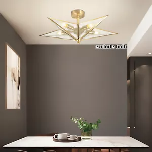 Nordic Gold 5-Light Chandelier Ceiling Light Living Room Pendant Lamp Star Shape - Picture 1 of 11