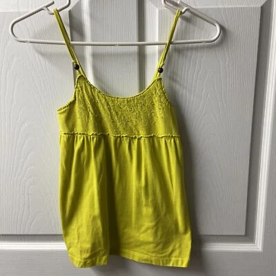 Faded Glory  Top Girls S  Green Beaded Sparkly Spaghetti Strap Chartreuse - Image 1 of 4