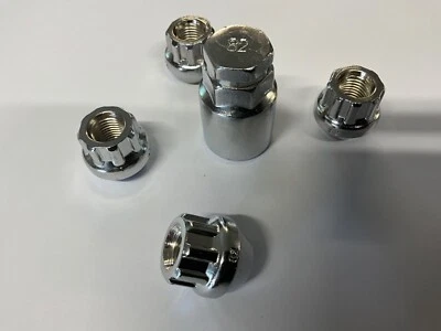 Nuevas tuercas de rueda de bloqueo cromadas de aleación 7/16" asientos cónicos (pk4) Triumph etc. Foto 1 de 4