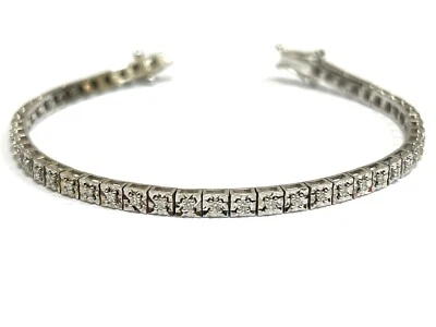 Bracciale tennis con diamanti 0.80 ct in oro bianco 18 kt certificato Gem Tech - Immagine 1 di 4