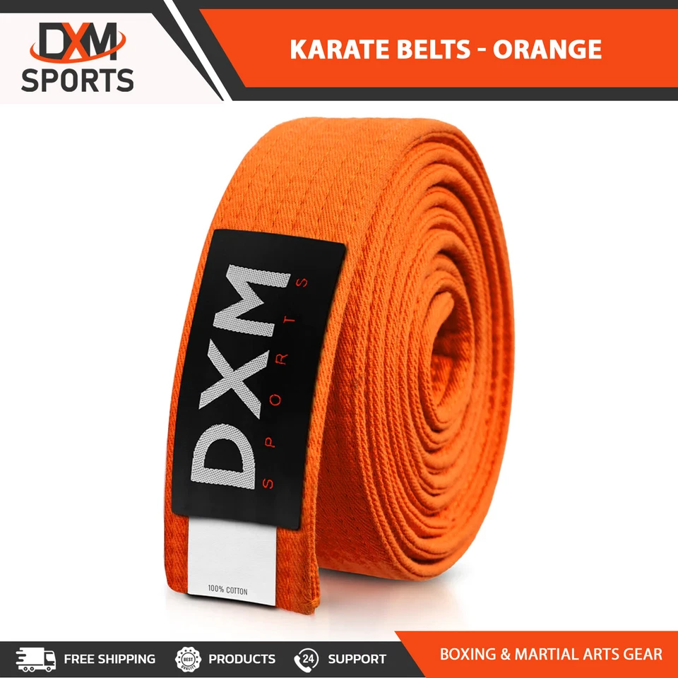DXM SPORTS Martial Arts Karate Rank Color Belts with 8 Rows of Stitching-Orange