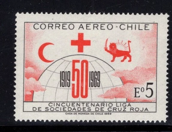 Chile 1969 Cruz Roja León Media Luna Luna Sol Emblema Correo Aéreo MNH Sc C291 Foto 1 de 1
